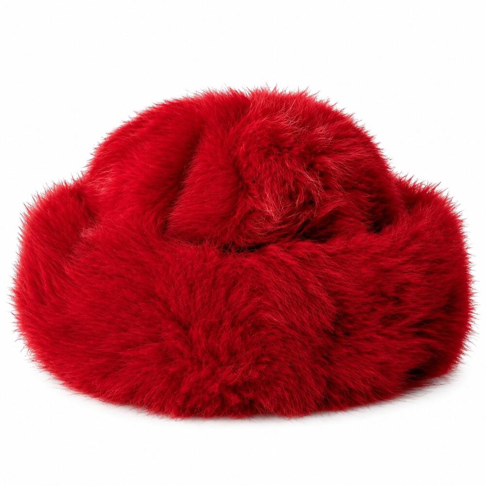 Peruvian 100% Alpaca Fur Hat Red Made in Peru Vintage